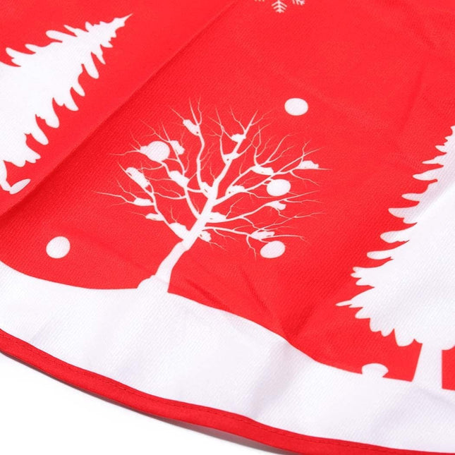 Covoras pentru Bradul de Craciun, din Tesatura Pufoasa, cu Fundite de Prindere, Model Brazi