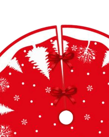 Covoras pentru Bradul de Craciun, din Tesatura Pufoasa, cu Fundite de Prindere, Model Brazi