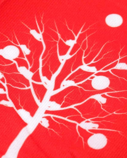 Covoras pentru Bradul de Craciun, din Tesatura Pufoasa, cu Fundite de Prindere, Model Brazi