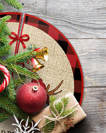 Covoras pentru Bradul de Craciun, din Tesatura Pufoasa, cu Fundite de Prindere, Model Gnomi