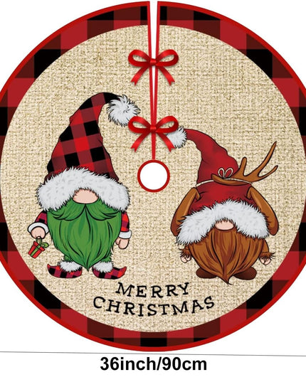 Covoras pentru Bradul de Craciun, din Tesatura Pufoasa, cu Fundite de Prindere, Model Gnomi