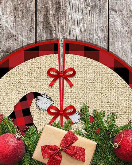 Covoras pentru Bradul de Craciun, din Tesatura Pufoasa, cu Fundite de Prindere, Model Gnomi