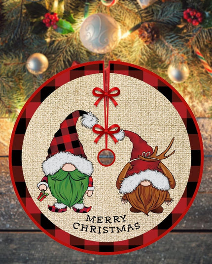 Covoras pentru Bradul de Craciun, din Tesatura Pufoasa, cu Fundite de Prindere, Model Gnomi