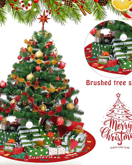 Covoras pentru Bradul de Craciun, din Tesatura Pufoasa, cu Fundite de Prindere, Model Mos Craciun