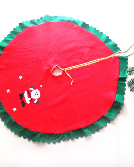 Covoras pentru Bradul de Craciun, din Tesatura Pufoasa, cu Fundite de Prindere, Model Mos Craciun