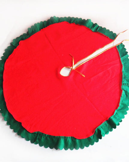 Covoras pentru Bradul de Craciun, din Tesatura Pufoasa, cu Fundite de Prindere, Model Mos Craciun