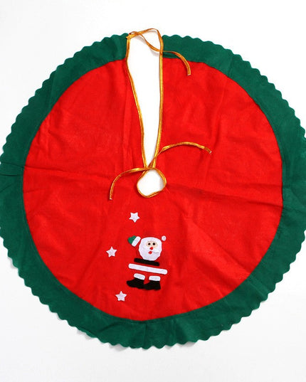 Covoras pentru Bradul de Craciun, din Tesatura Pufoasa, cu Fundite de Prindere, Model Mos Craciun