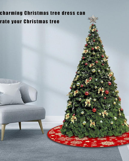 Covoras pentru Bradul de Craciun, din Tesatura Pufoasa, cu Fundite de Prindere, Model Stelute