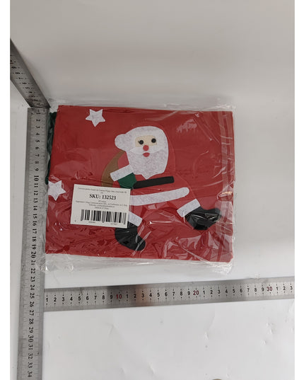 Covoras pentru Bradul de Craciun, din Tesatura Pufoasa, cu Fundite de Prindere, Model Mos Craciun