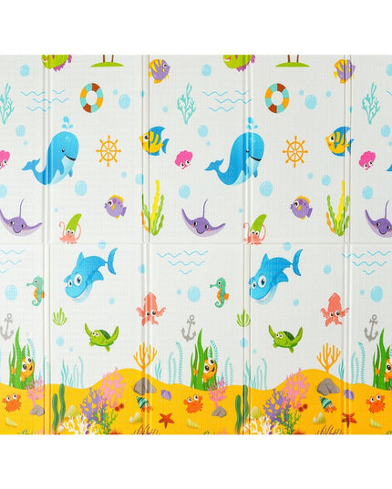 Covoras pentru Copii, cu 2 Fete, Model Animale Marine/Exotice, din XPE+PE, Impermeabil, Antiderapant, Protectie Termica, +3 Luni, Pliabil