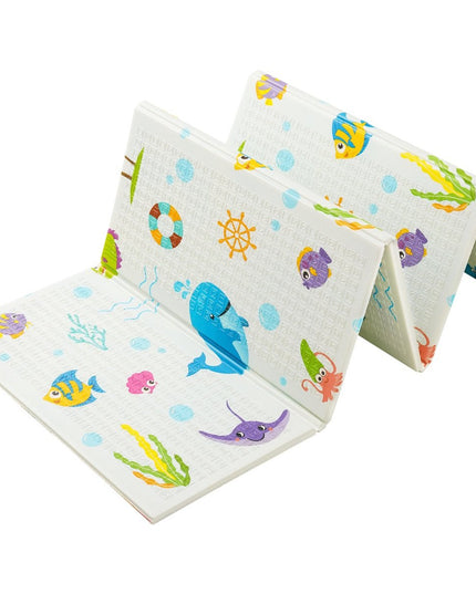 Covoras pentru Copii, cu 2 Fete, Model Animale Marine/Exotice, din XPE+PE, Impermeabil, Antiderapant, Protectie Termica, +3 Luni, Pliabil