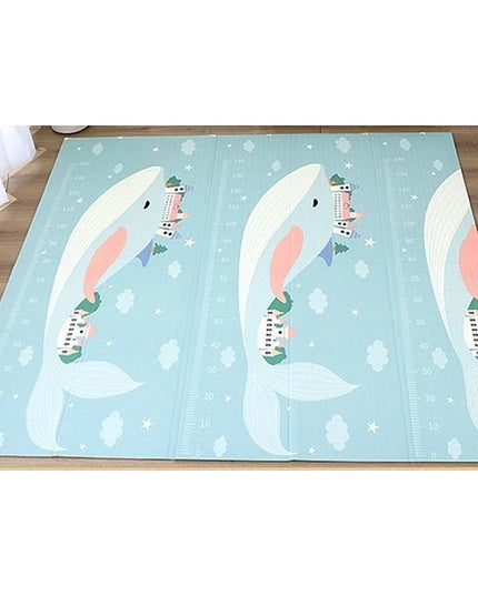 Covoras pentru Copii, cu 2 Fete, Model Balene/Iepurasi, din XPE+PE, Impermeabil, Antiderapant, Protectie Termica, +3 Luni, Pliabil