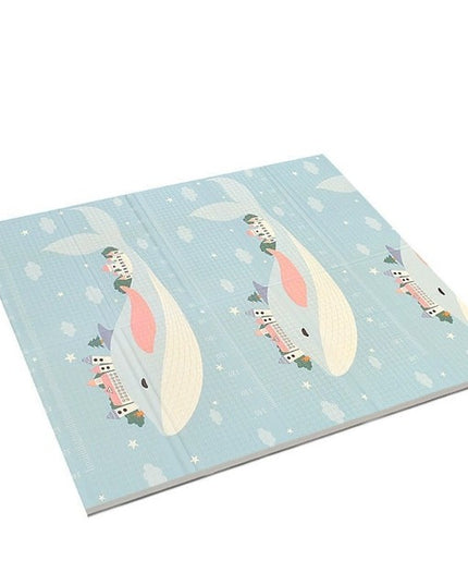 Covoras pentru Copii, cu 2 Fete, Model Balene/Iepurasi, din XPE+PE, Impermeabil, Antiderapant, Protectie Termica, +3 Luni, Pliabil