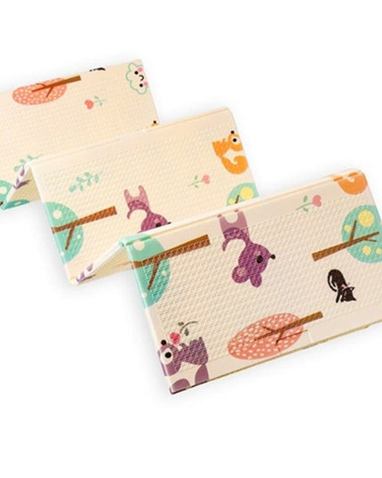 Covoras pentru Copii, cu 2 Fete, Model Caprioare/Circ, din XPE+PE, Impermeabil, Antiderapant, Protectie Termica, +3 Luni, Pliabil