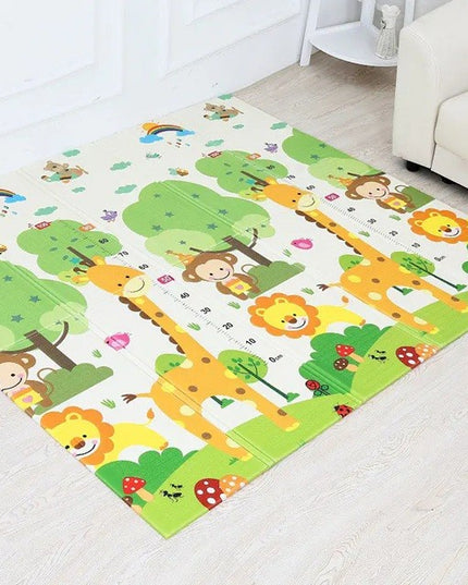 Covoras pentru Copii, cu 2 Fete, Model Safari/Animale, din XPE+PE, Impermeabil, Antiderapant, Protectie Termica, +3 Luni, Pliabil