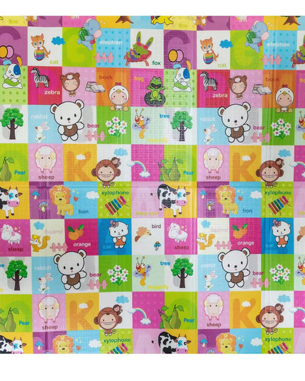 Covoras pentru Copii, cu 2 Fete, Model Safari/Animale, din XPE+PE, Impermeabil, Antiderapant, Protectie Termica, +3 Luni, Pliabil