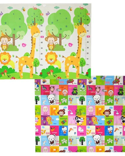 Covoras pentru Copii, cu 2 Fete, Model Safari/Animale, din XPE+PE, Impermeabil, Antiderapant, Protectie Termica, +3 Luni, Pliabil