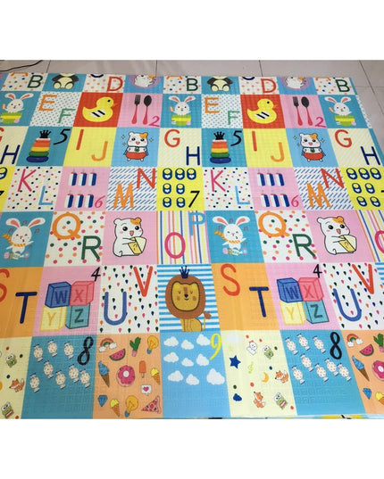 Covoras pentru Copii, cu 2 Fete, Model Litere/Girafe, din XPE+PE, Impermeabil, Antiderapant, Protectie Termica, +3 Luni, Pliabil