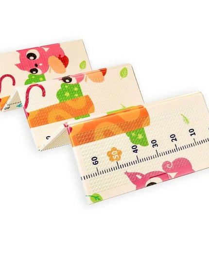 Covoras pentru Copii, cu 2 Fete, Model Maimute/Indieni, din XPE+PE, Impermeabil, Antiderapant, Protectie Termica, +3 Luni, Pliabil