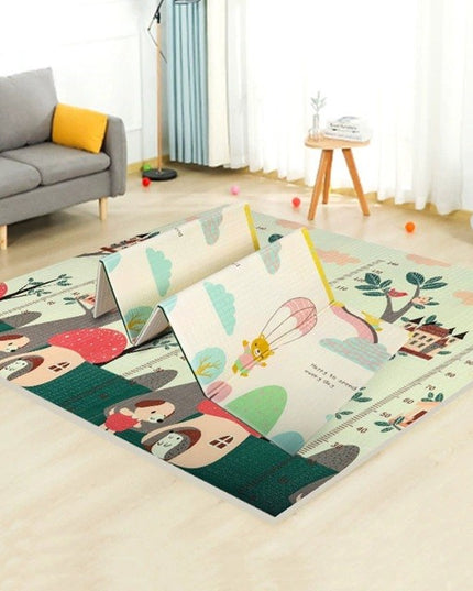 Covoras pentru Copii, cu 2 Fete, Model Ursulet/Catelusi, din XPE+PE, Impermeabil, Antiderapant, Protectie Termica, +3 Luni, Pliabil