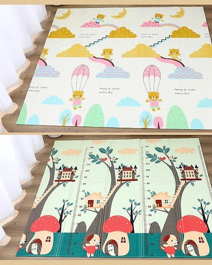 Covoras pentru Copii, cu 2 Fete, Model Ursulet/Catelusi, din XPE+PE, Impermeabil, Antiderapant, Protectie Termica, +3 Luni, Pliabil