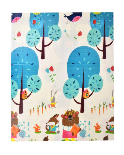 Covoras pentru Copii, cu 2 Fete, Model Zmeu/Ursi, din XPE+PE, Impermeabil, Antiderapant, Protectie Termica, +3 Luni, Pliabil