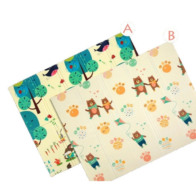 Covoras pentru Copii, cu 2 Fete, Model Zmeu/Ursi, din XPE+PE, Impermeabil, Antiderapant, Protectie Termica, +3 Luni, Pliabil