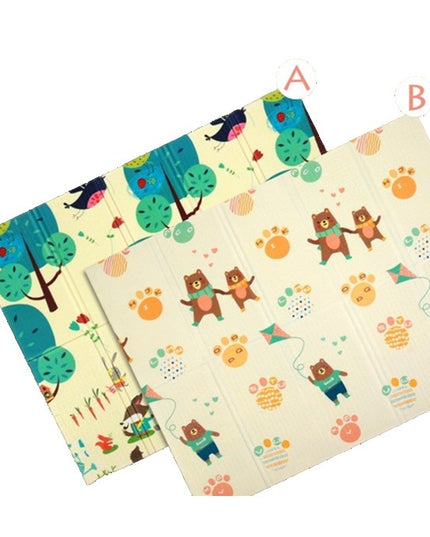 Covoras pentru Copii, cu 2 Fete, Model Zmeu/Ursi, din XPE+PE, Impermeabil, Antiderapant, Protectie Termica, +3 Luni, Pliabil