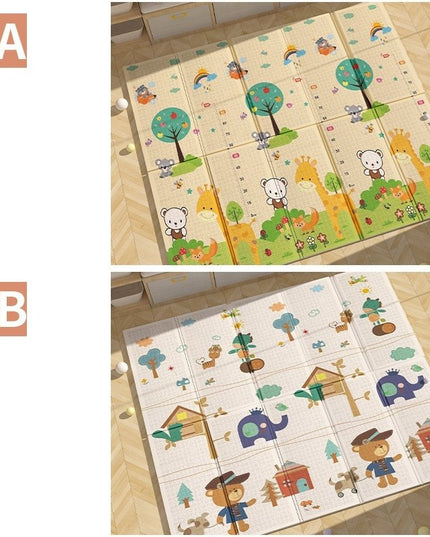 Covoras pentru Copii, cu 2 Fete, Model ZOO/Ursulet, din XPE+PE, Impermeabil, Antiderapant, Protectie Termica, +3 Luni, Pliabil