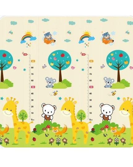 Covoras pentru Copii, cu 2 Fete, Model ZOO/Ursulet, din XPE+PE, Impermeabil, Antiderapant, Protectie Termica, +3 Luni, Pliabil