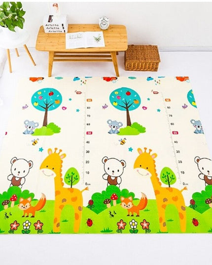 Covoras pentru Copii, cu 2 Fete, Model ZOO/Ursulet, din XPE+PE, Impermeabil, Antiderapant, Protectie Termica, +3 Luni, Pliabil