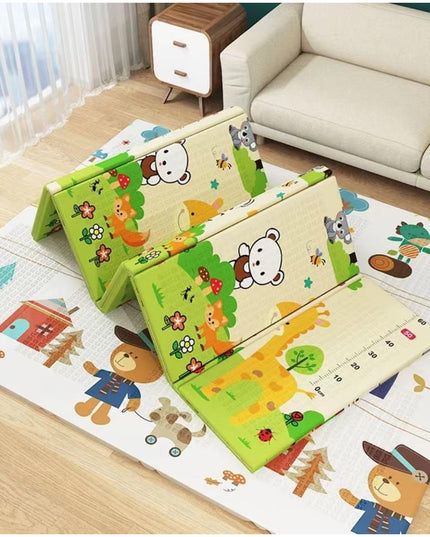 Covoras pentru Copii, cu 2 Fete, Model ZOO/Ursulet, din XPE+PE, Impermeabil, Antiderapant, Protectie Termica, +3 Luni, Pliabil