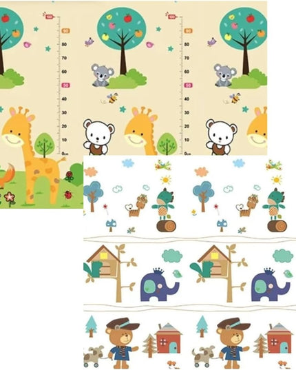 Covoras pentru Copii, cu 2 Fete, Model ZOO/Ursulet, din XPE+PE, Impermeabil, Antiderapant, Protectie Termica, +3 Luni, Pliabil