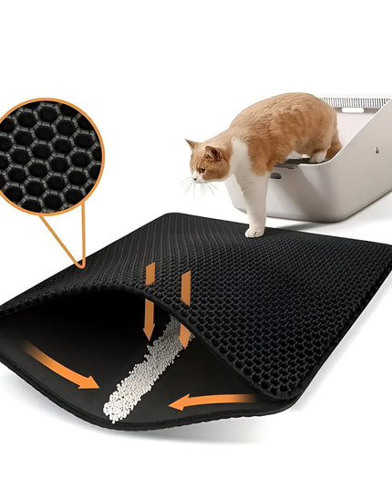 Covoras pentru Litiera, Covor cu Doua Fete pentru Pisici, Rezistent la Apa, Colectare Granule de Nisip, Antiderapant