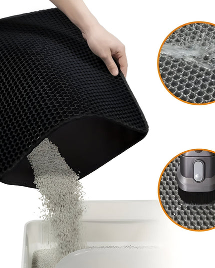 Covoras pentru Litiera, Covor cu Doua Fete pentru Pisici, Rezistent la Apa, Colectare Granule de Nisip, Antiderapant