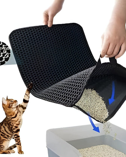 Covoras pentru Litiera, Covor cu Doua Fete pentru Pisici, Rezistent la Apa, Colectare Granule de Nisip, Antiderapant