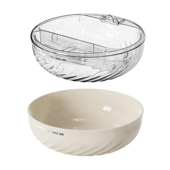 Bol cu Doua Straturi, pentru Fructe, Legume, Snacks, cu Strat de Scurgere a Apei, Suport pentru Telefonul Mobil