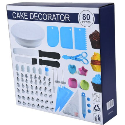 80 Piese Ustensile pentru Ornare Prajituri, din Plastic si Otel Inoxidabil, Forme Briose