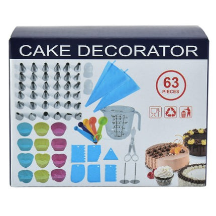 63 Piese Ustensile pentru Ornare Prajituri, din Plastic si Otel Inoxidabil, Forme Briose