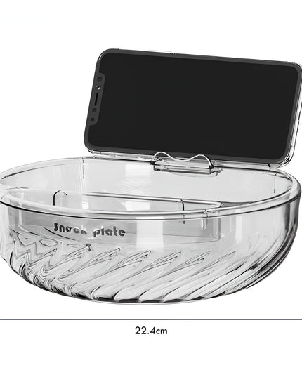 Bol cu Doua Straturi, pentru Fructe, Legume, Snacks, cu Strat de Scurgere a Apei, Suport pentru Telefonul Mobil