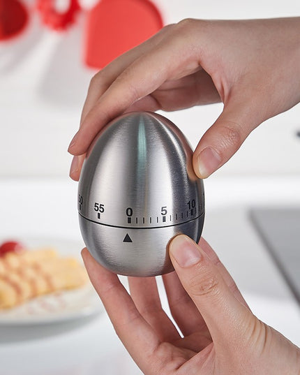 Cronometru de Bucatarie, Mecanic, Forma de Ou, din Otel Inoxidabil, 60 min Timer