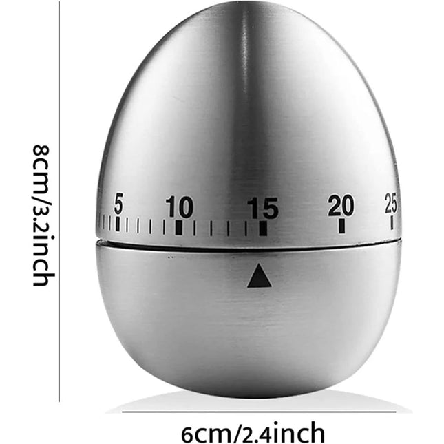 Cronometru de Bucatarie, Mecanic, Forma de Ou, din Otel Inoxidabil, 60 min Timer