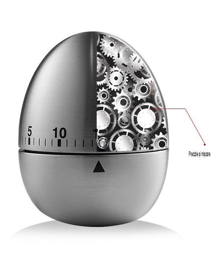 Cronometru de Bucatarie, Mecanic, Forma de Ou, din Otel Inoxidabil, 60 min Timer