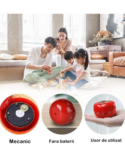 Cronometru mecanic de bucatarie forma de rosie, 60 de minute,material ABS