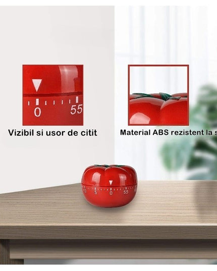 Cronometru mecanic de bucatarie forma de rosie, 60 de minute,material ABS