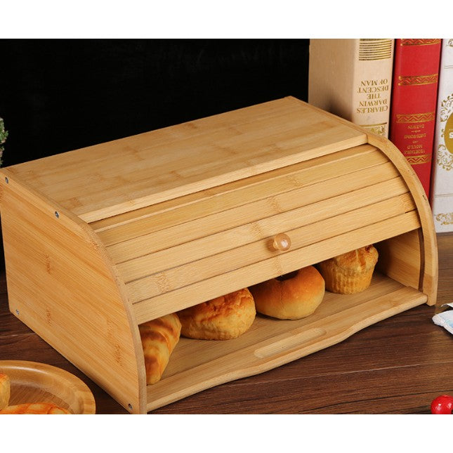 Cutie de Paine, din Lemn de Bambus, Multifunctionala, 40 x 27 x 17.3 cm, Natur