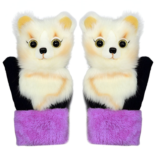 Manusi de Plus pentru Copii, de Iarna, Groase, Moi, Calduroase, Model Animat Vulpe Alba