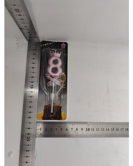 Lumanare Cifra 8, Model Coroana cu Fundita, Pentru Tort, 6 x 2.5 cm