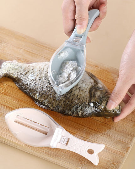 Curatator de Solzi de Peste, Manual, Forma Peste, cu Compartiment de Colectare, din Plastic