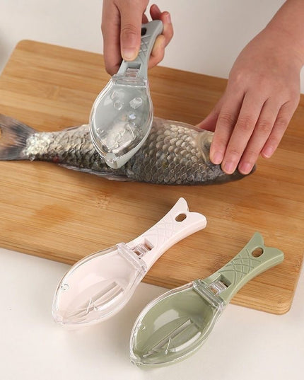 Curatator de Solzi de Peste, Manual, Forma Peste, cu Compartiment de Colectare, din Plastic